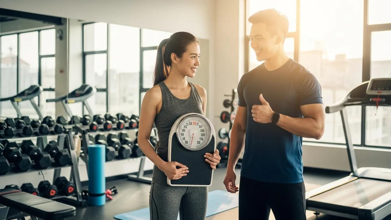 Client and trainer celebrating a fitness milestone — showing the motivating effect of guided training